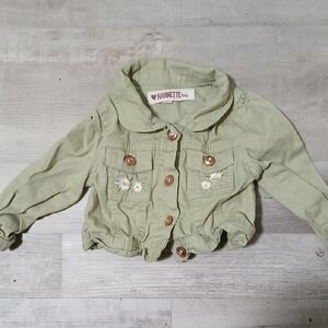 Nannette Baby Jean Jacket with Floral Design